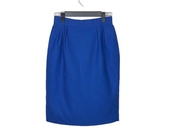 Falda midi azul vintage de Christian Dior, estilo preppy de lujo