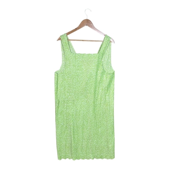 Issey Miyake, Vintage 90s Issey Miyake IM Product Pleated Apron Dress Green Plisse Pinafore Square Neck Japanese Archival Designer Smock Dress Womens M