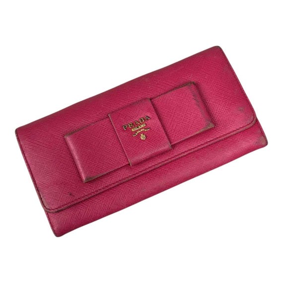 財布 PRADA ribbon wallet Vintage Prada Saffiano Leather Long Wallet: Ribbon Bow Envelope - Etsy