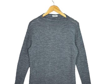 Vintage 90s Issey Miyake Plantation Wool Sweater Archival Japanese Designer Knit Textured Long Sleeve Top Gray Size M Made in Japan