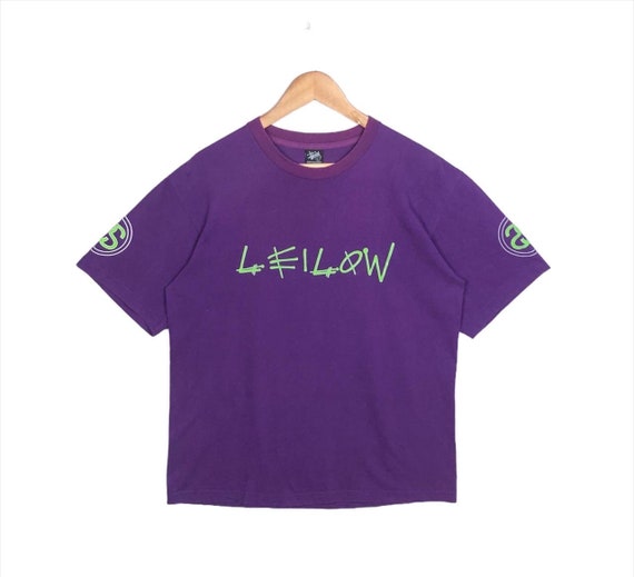 Vintage 90s Stussy X Leilow Spell Out Tee Shirt S… - image 2