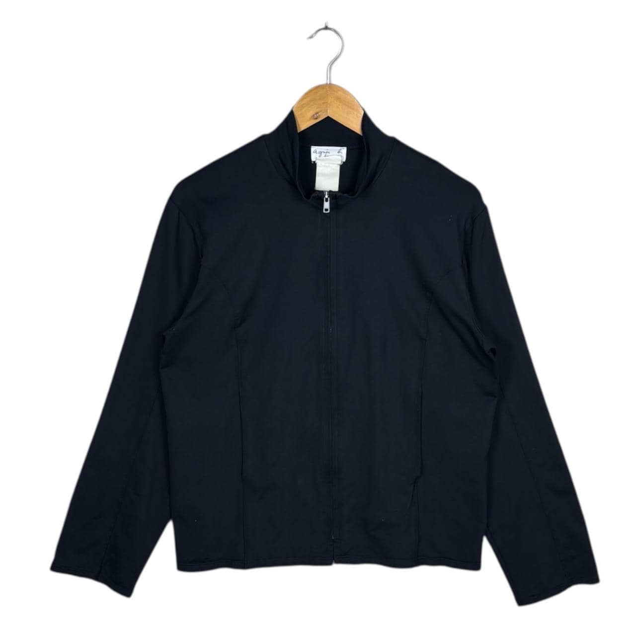 90s vtg agnès b. cotton track jacket Vintage 90s Agnes B Homme Paris Black Full Zip Track Jacket | Made