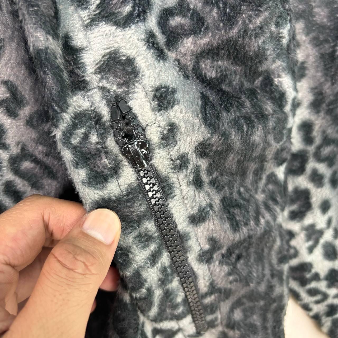 Y2K Leopard Print Faux Fur Zip-up Hoodie Grunge Goth E-girl
