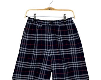 Vintage Burberrys Blue Nova Check Wool Shorts Japanese License Vintage Burberrys Blue Nova Check Wool Shorts Japanese License