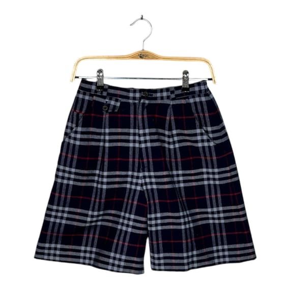Vintage Burberrys Blue Nova Check Wool Shorts Japanese License