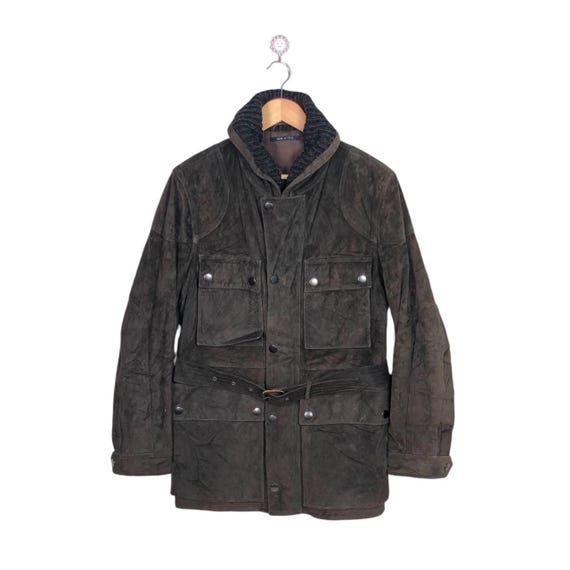 Vintage Gucci Tom Ford FW03 Brown Suede Field Leather Jacket