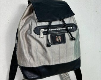 Vintage Jean Paul Gaultier JPG Backpack Silver Nylon Leather Bag