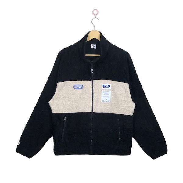Vintage Y2K Fila X Outdoor Product Sherpa Fleece Patchwork Boa Jacket Winter Fashion Style Colorblock Jacket