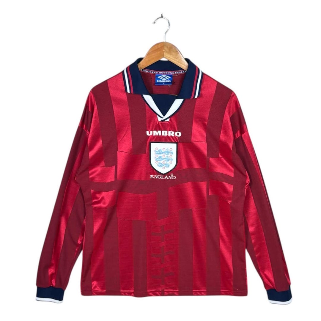 Buy Vintage England Umbro Jersey Long Sleeve M Red Away 1997 1999