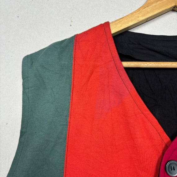 Vintage Multicoloured Patchwork Waistcoat Vest - image 5