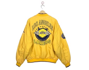 Chaqueta vintage Nutmeg de Campri de Los Ángeles Lakers, talla XL, años 90, estilo bóxer de baloncesto de la NBA, ropa de calle, abrigo de satén de Los Ángeles Lakers, regalo excepcional de Grailed.