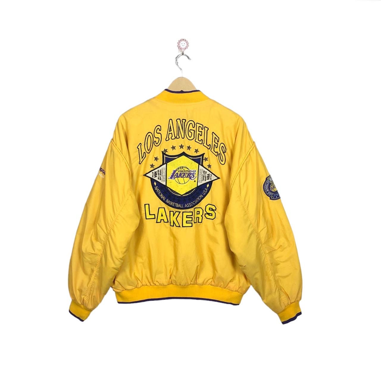 1990s Puffy Mineral Wash Lakers Starter Jacket Quilted Yellow