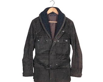 Vintage Gucci Tom Ford FW03 Brown Suede Field Leather Jacket