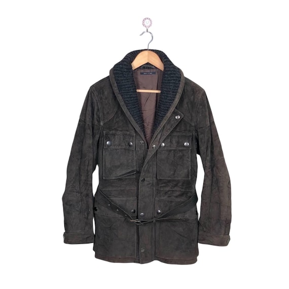 Vintage Gucci Tom Ford FW03 Brown Suede Field Leather Jacket