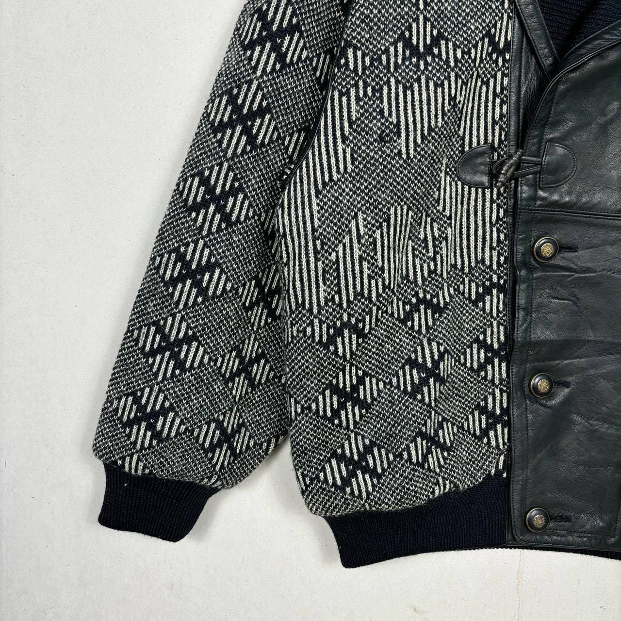 Vintage 80s Lancel Paris Leather & Knit Geometric Bomber Jacket - Etsy