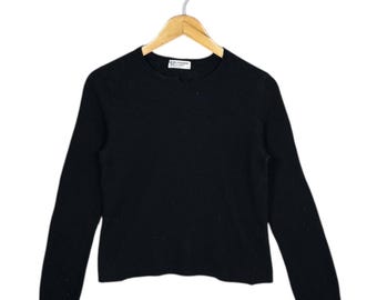 Vintage Robe de Chambre Comme des Garçons Schwarzer Wollpullover, 90er Jahre Rei Kawakubo Avant Garde Strick, Minimalistischer Designer Pullover