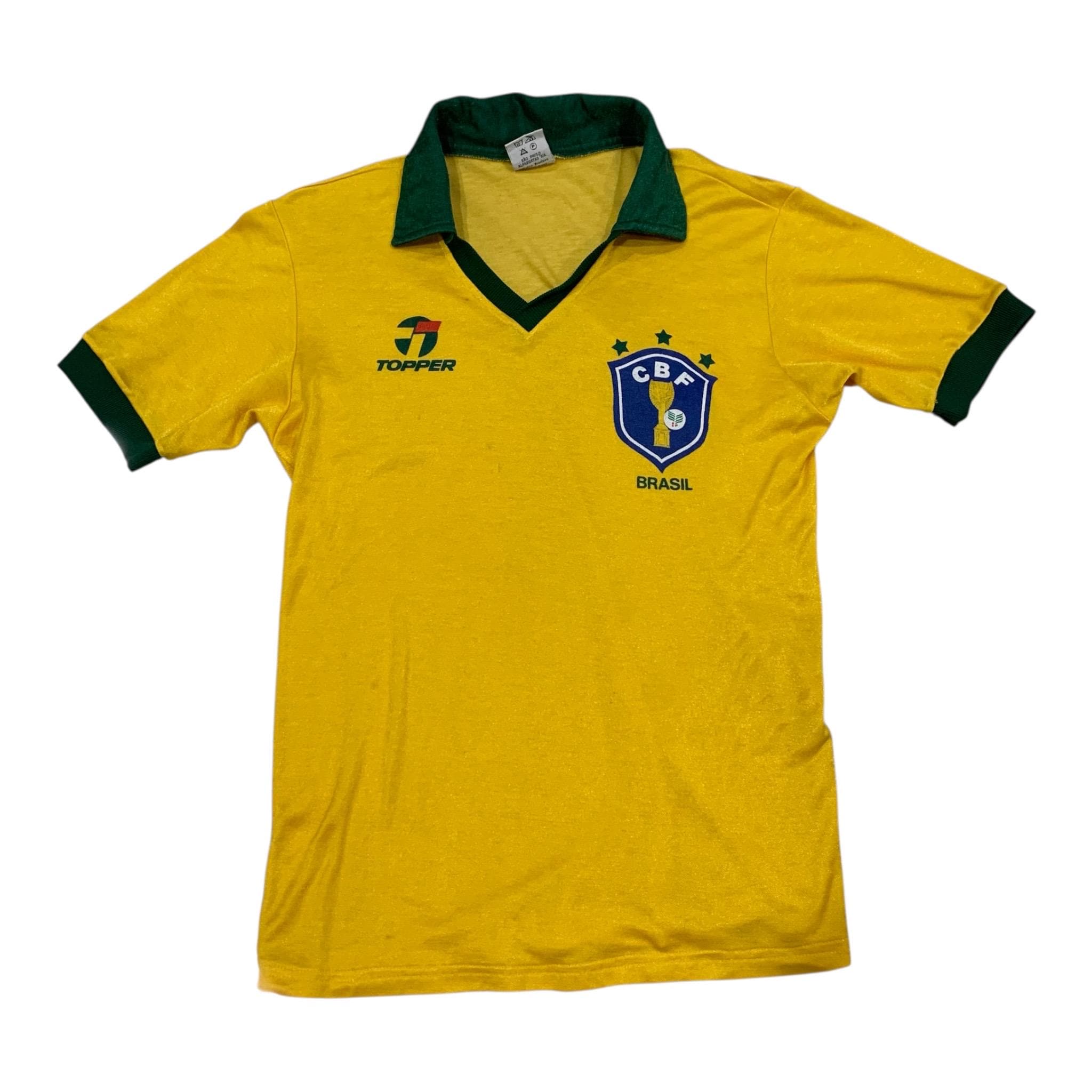 RARE! Vintage Brazil Topper Jersey 1985-90 Yellow Soccer Shirt