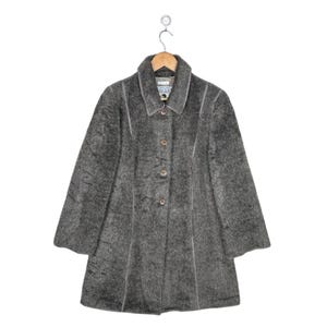 Mariella Burani Vintage Faux Fur Wool Jacket / Designer Vintage Coat Dark Gray