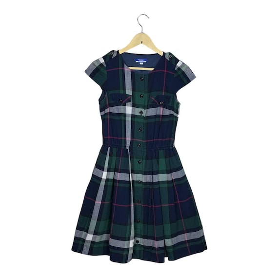 burberry green plaid dress Burberry Check wool-blend midi dress in green - Burberry