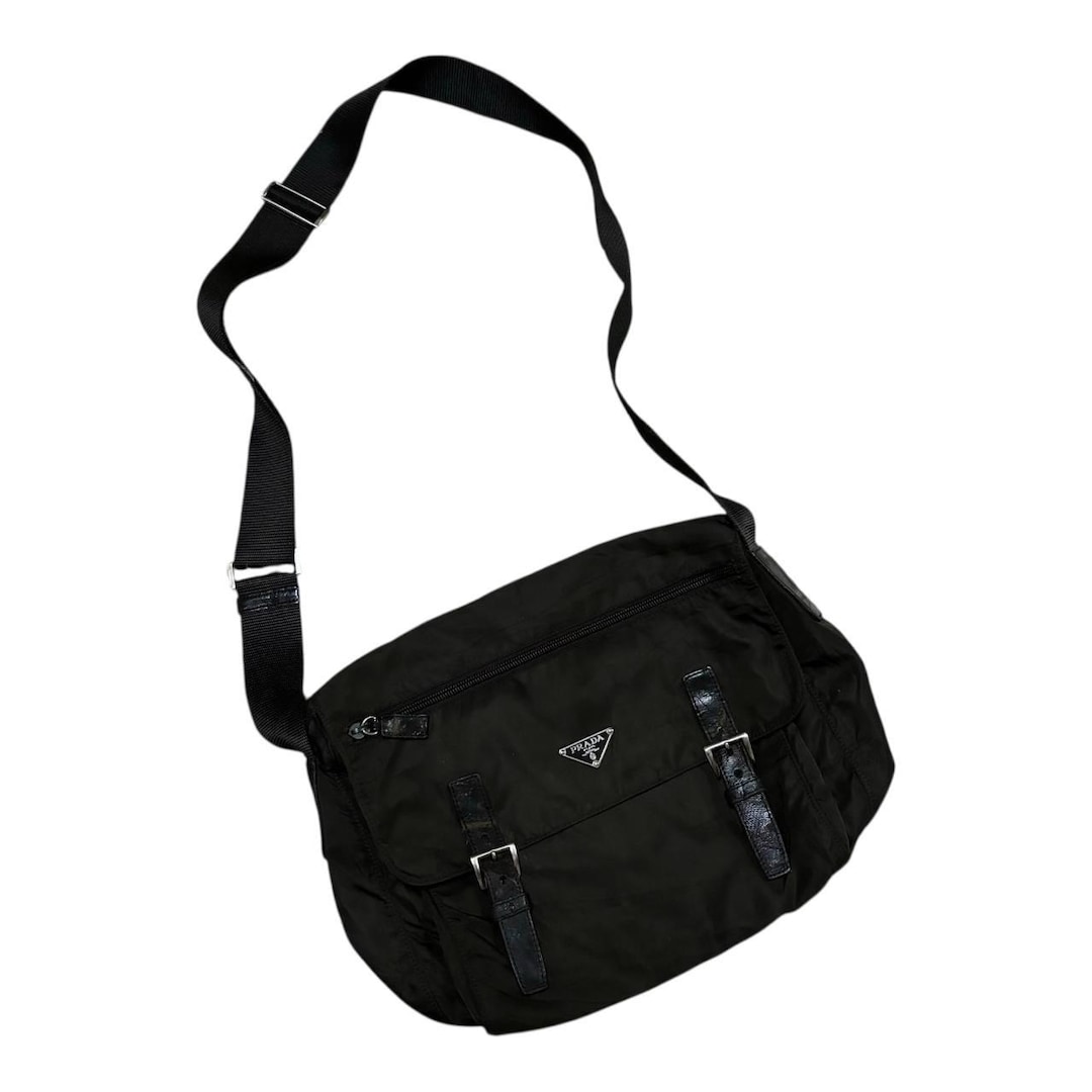 Vintage Prada Vela Nylon Messenger Bag Black Crossbody Utility