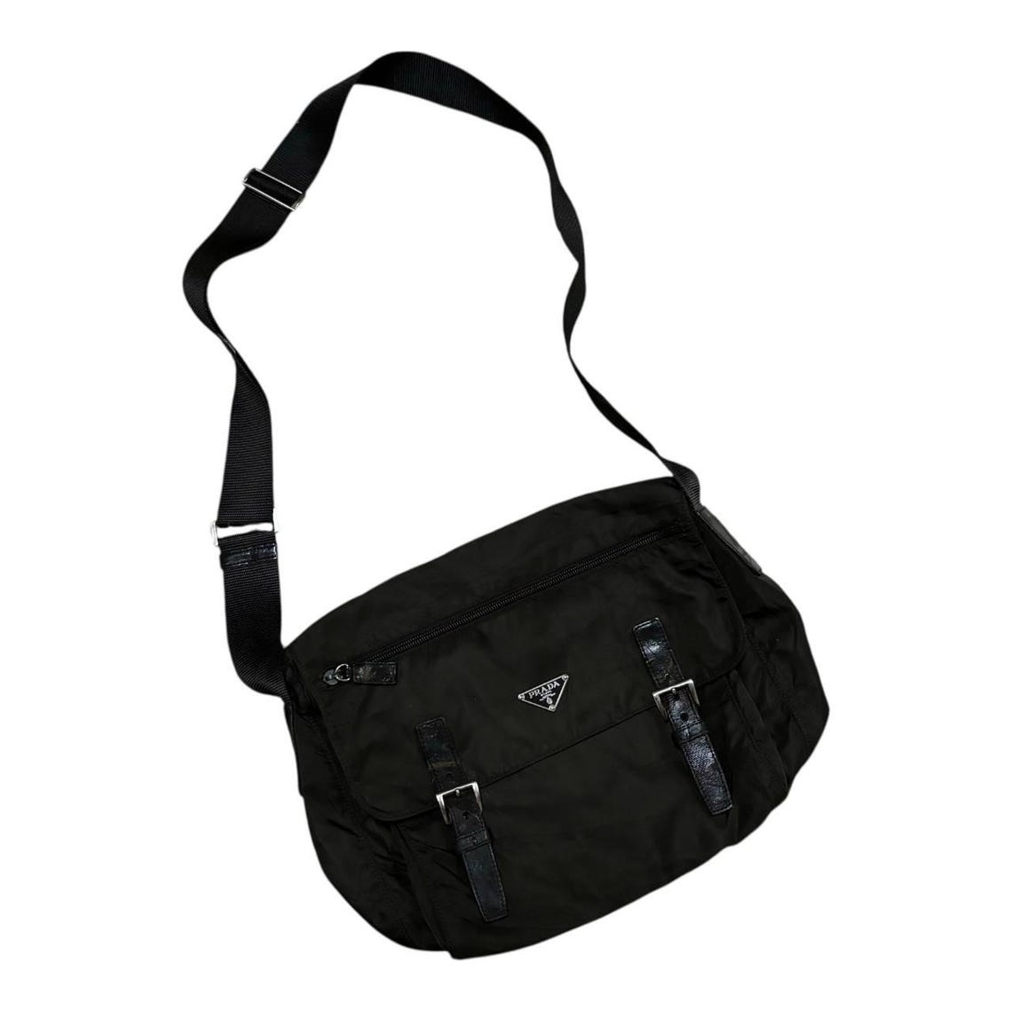 Vintage Prada Vela Nylon Messenger Bag Black Crossbody Utility Pouch Y2K 90s Designer Luxury Shoulder Bag Unisex Work Travel Luxury Gift, foto 1 di 5