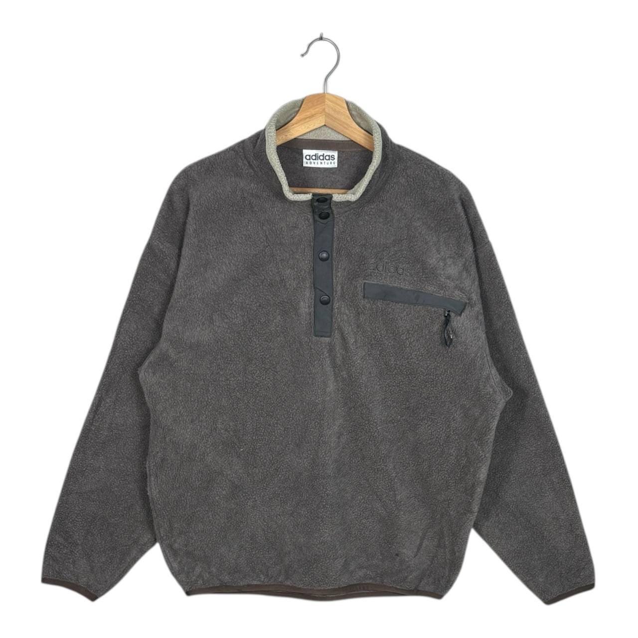 Veste polaire Adidas Adventure marron vintage des années 90, demi-bouton large