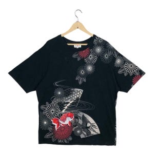 Vintage 90er Jahre Sukajan Koi Fisch Illustriertes Tshirt