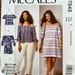 MCCALL&#39;S SEWING PATTERN 7543 - Misses&#39; Top, Tunic and Dress - Size Xsm, Sml, Med