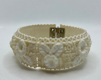 BRACELET VINTAGE CELLULOID - Couleur Ivoire Doux - Charnière