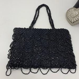Lovely Black Beaded Evening Bag / Purse - Perfect for any formal event!