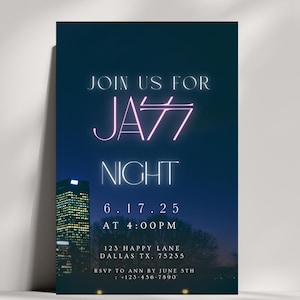 Jazz Music Flyer Template, Jazz Night Invitation, Jazz Evening Invite, Jazz Dinner Party Flyer Digital, Jazz Dinner Evite