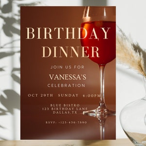 Classy Birthday Dinner Invitation: Editable Canva Template (Digital)