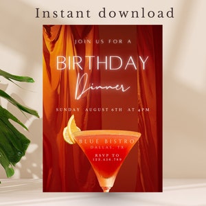 Elegant Birthday Dinner Invitation: Editable Template