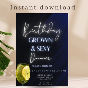 Birthday Dinner Invitation, Elegant Birthday Dinner Invite, Birthday Dinner Invitations, Classu Dinner Invitation,Editable Template