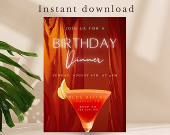Elegant Birthday Dinner Invitation: Editable Template