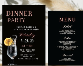 Elegant Dinner Party Invitation Template (Digital Download)