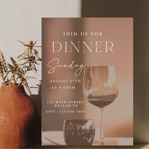 Dinner Party Invitation, Birthday Dinner Invitation, Dinner Invitation Template, Digital Invitation