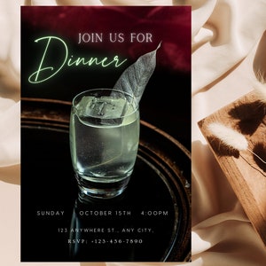 Elegant Dinner Invitation, Dinner Party Invitation,  Invitation Template, Digital Invitation