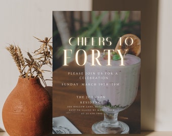 Elegant 40th Birthday Invitation: Classy Invite (Digital Download)