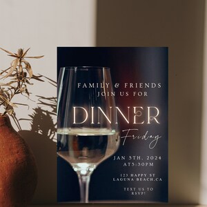 Dinner Party Invitation, Birthday Dinner Invitation, Dinner Invitation Template, Digital Invitation