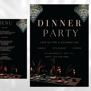 Dinner Party Invitation, Dinner Party Invite, Dinner Invitation, Birthday Dinner Invitation, Cocktail Party Invitation,