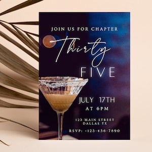 Digital 35th Birthday Invitation, 35th Birthday Invitation, 35th Birthday Invite, Adult Birthday Party Invitation, Editable Template,