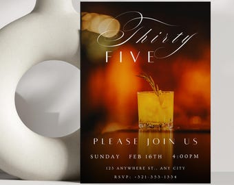 Plantilla elegante de invitación para 35 cumpleaños: invitación personalizable para fiesta de adultos (descarga digital)