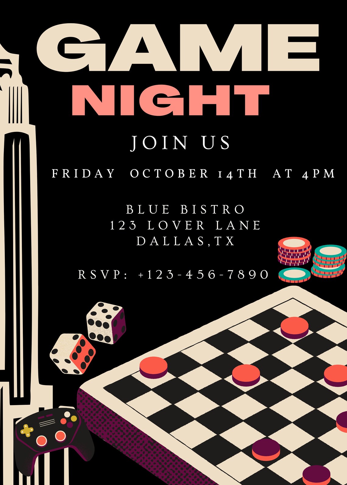 Game Night Invitation, Game Night Invitation Templates, Game Night Invitation Digital, Game