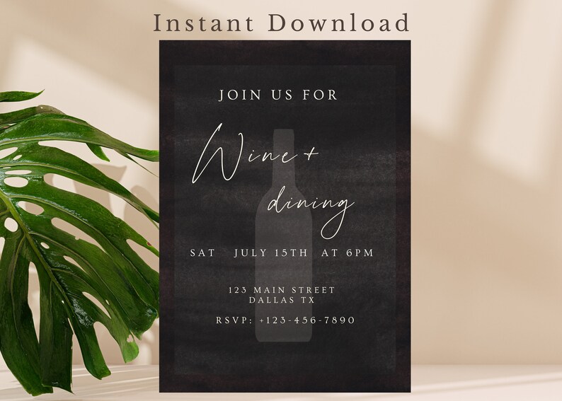Downloadable Dinner Party Invitation, Cocktail Party Evite, Cocktail Party Downloadable Invite