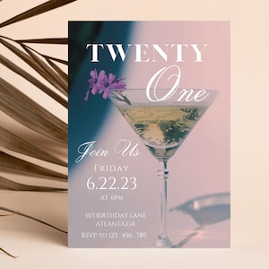 21st Birthday Invitation, 21st Birthday Invitation for Her, 21st Birthday Invitation Downloadable, 21st Birthday Invitation Template