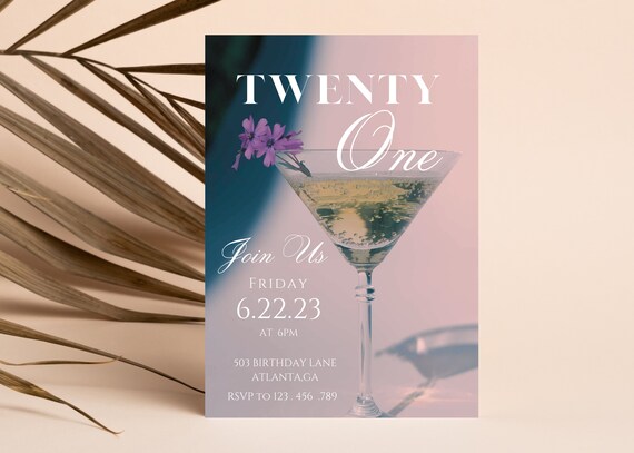 Elegant 21st Birthday Invitation Template (Digital Download)