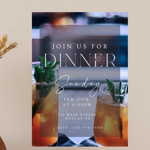 Dinner Party Invitation, Birthday Dinner Invitation, Dinner Invitation Template, Digital Invitation