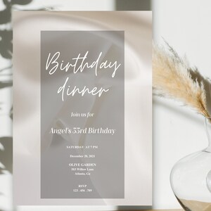 Birthday Dinner Invitation, Birthday Invitation, Dinner Invitation, Adult Birthday