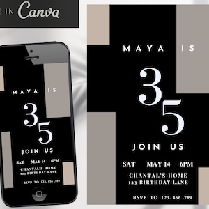 Abstract 35th Birthday Dinner Invitation (Digital)
